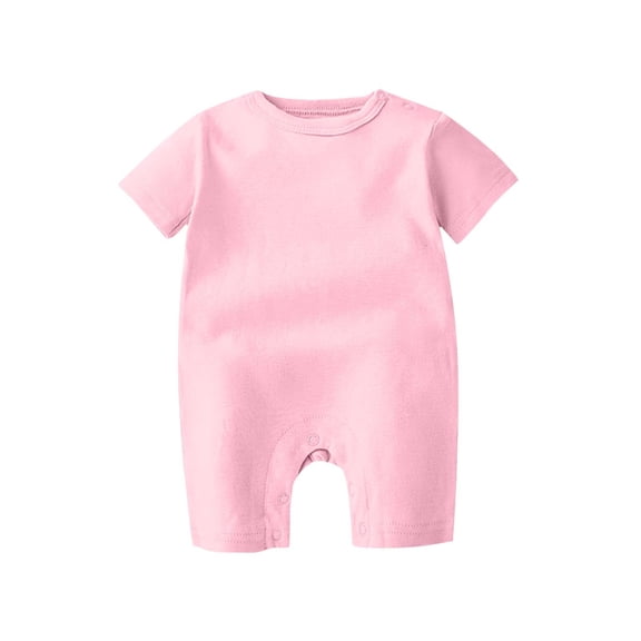 Umfun Baby Solid Color Short Sleeve Romper Soft Cotton Snap Bottom One-Piece Romper for Infant