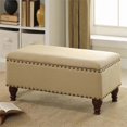 thumbnail image 2 of HomePop Banc de Rangement Rectangulaire Traditionnel en Tissu avec Garniture de Clous en Vanille, 2 of 10