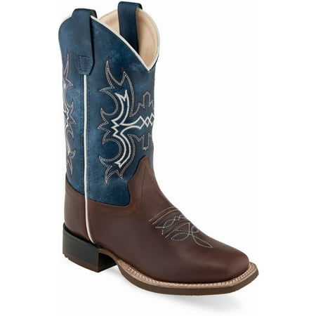 

Old West Jama Corporation Boys Wipe Out Blue Shaft Brown Foot Cowboy Boots 4