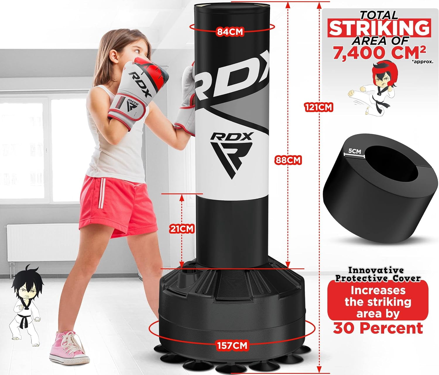 RDX Kids Punching Bag with Gloves, 4FT Heavy Duty Junior Target Pedestal Bag Set Suction Cup Stand Base Free Standing Kickboxing MMA Boxing Muay Thai Karate Home Gym Fitness Workout