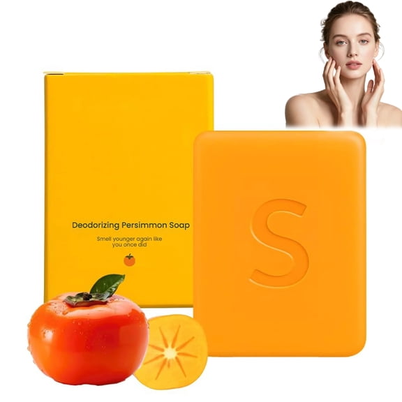 Persimmon Soap for Old People Smell, Natural Deodorant Body Bar Soap for Body Odor Control, Remove Strong Smell, Organic Eliminating Odor Wash Soap for Women & Men
