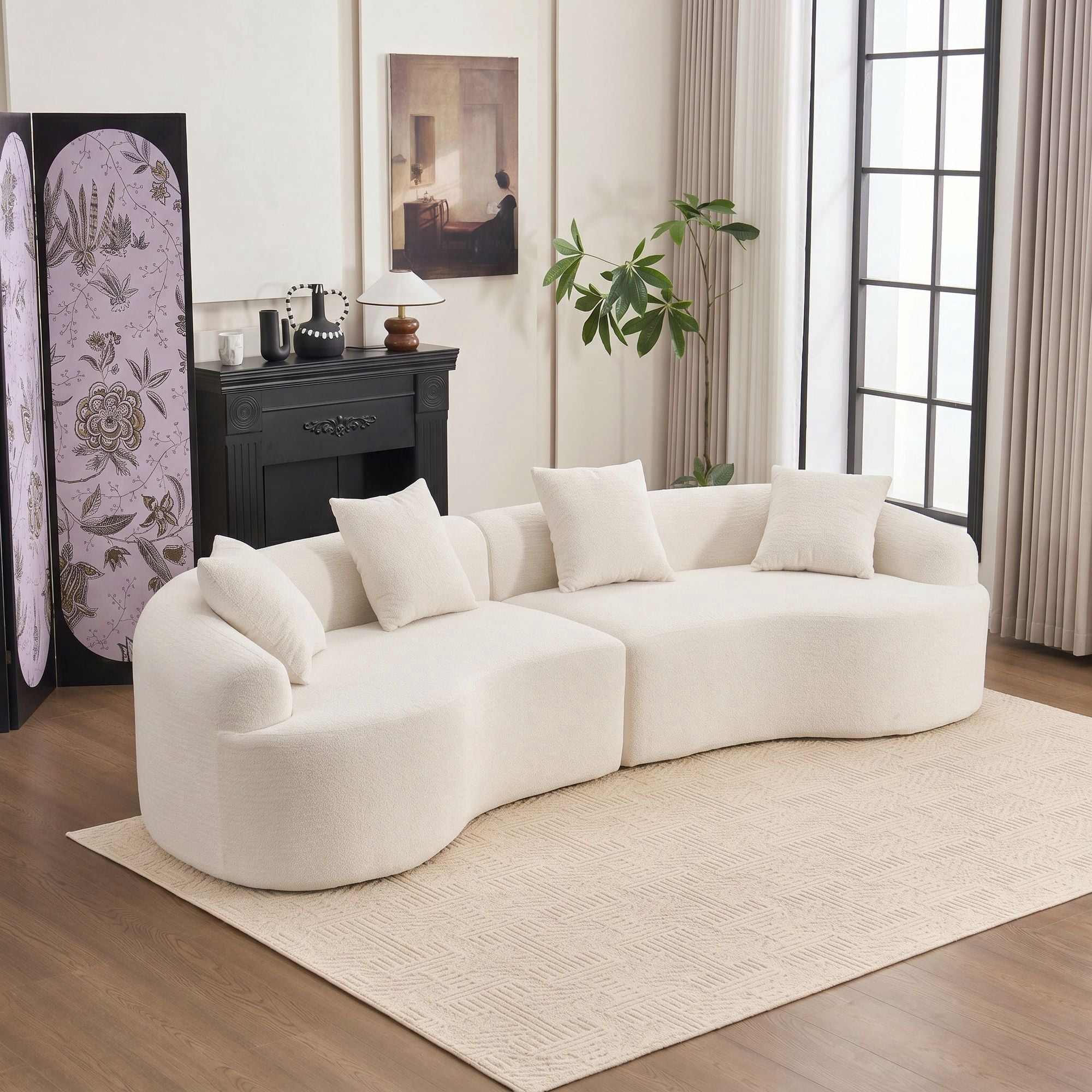 Sailvan 110" Boneless Modular Sectional, Chenille Sleeper Couch for Living Room Apartment