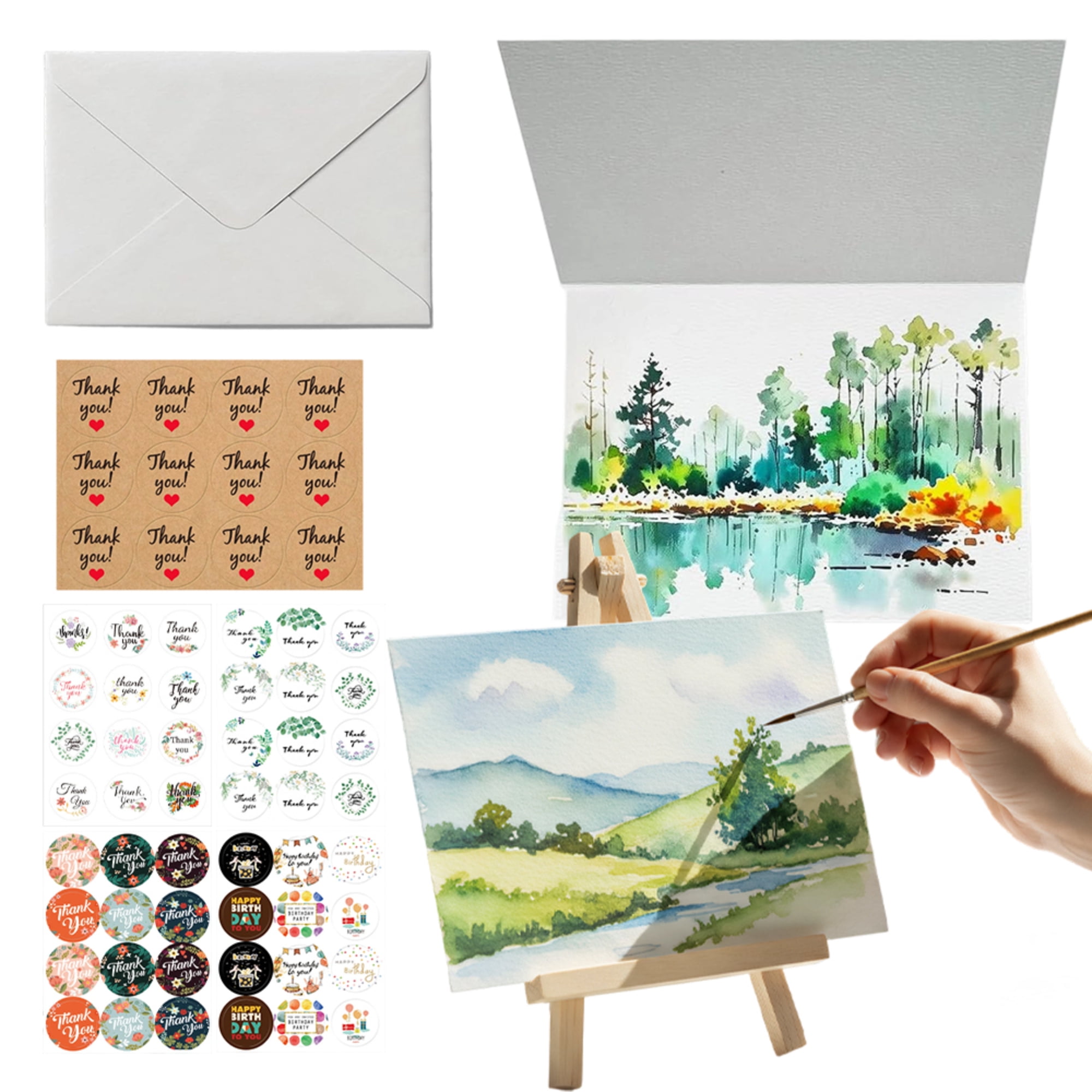 50 Pack Watercolor Cards with Envelopes, 4 x 6 Inch, Perfect for Painting or Card Making, Ideal for Christmas and Birthday Gifts
