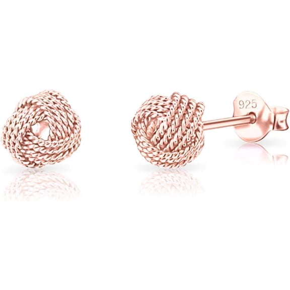 925 Sterling Silver, 24K Yellow or 18K Rose Gold Plated - TINY/SMALL Fashion Studs Earrings - Love/Twisted Knot - Diameter: 5, 7, 8 or 9 mm[l781]