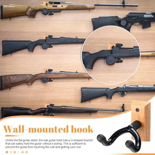 WLIKKS Crossbow Hanger for Wall Vertical Gun Rack Wall Mount Hardwood Gun Holder Compound Bow Hanger Holder Displays Rack Shotgun Hooks Rifle Storage Securely Holds Airsoft Firearm