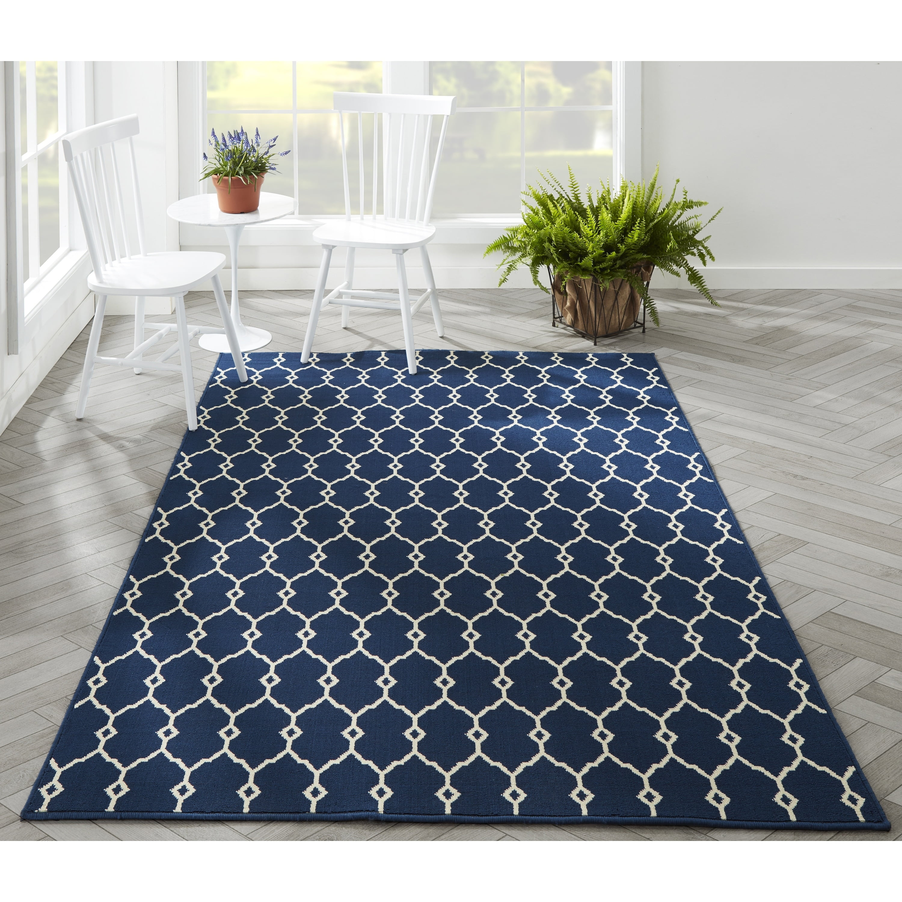 Momeni Rugs , Baja Collection Contemporary Indoor & Outdoor Area Rug, Easy to Clean, UV protected & Fade Resistant, 3'11" x 5'7", Navy Blue
