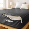 thumbnail image 4 of Soft Silk Zipper Fitted Sheet King Size 78X80 - Includes 2 Zip On Sheets +1 Bottom Fitted Base - Fit's 16” In Deep Pocket - Easy to Use,Soft,Smooth -Fitted Sheet -Darkgrey - Color, 4 of 8
