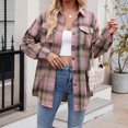 thumbnail image 2 of gong Plaid Flannel Shirts for Women Casual Loose Long Sleeve Shacket Jacket Womens Plaid Button Down Shirt Top Womens Fall Fashion 2025, 2 of 3