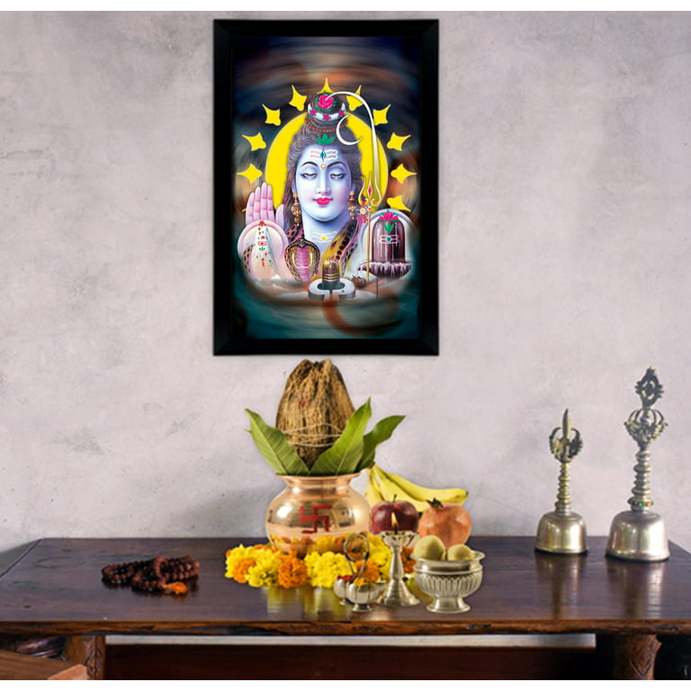 Acquista IBA Indianbeautifulart Shiva Lingam Con Lord Shiva Poster Con  Cornice Poster Religioso Cornice Da Parete Nera Di Buon Auspicio Dio Indù  Photo Frame Per Il Regalo