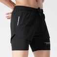 thumbnail image 5 of Ashyfjp Mens Swim Shorts Casual Solid Color Elastic Drawstring Waist Swim Trunks with Double Layer Trendy Mens Shorts, Black, XL, 5 of 5