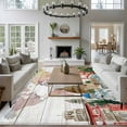 thumbnail image 4 of Area Rug for Living Room, World Map Non-Slip Indoor Large Carpet for Bedroom/Dining Room, Country Famous Building Tourism Bridge Wooden Washable Low-Profile Rectangle Floor Runner Rugs - 5 x 7 Ft, 4 of 7