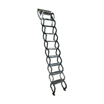 INTBUYING Narrow Wall Mounted Attic Ladder Al-Mg Alloy 10 2Steps 8.2-9.2ft Black