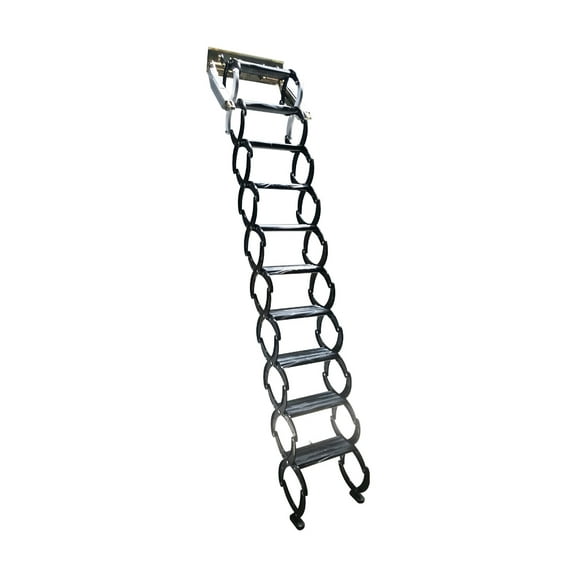 Narrow Wall Mounted Folding Loft Ladder Telescoping Attic Stairs 10 2 Steps Al-Mg Alloy Black