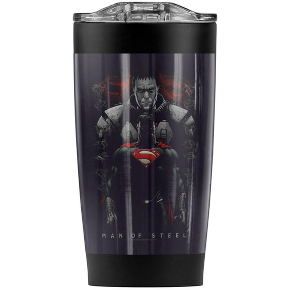 Superman Man Of Steel Man Behind Stainless Steel Tumbler 20 oz Coffee Travel Mug/Cup, Vacuum Insulated & Double Wall with Leakproof Sliding Lid | Great for Hot Drinks and Cold Beverages