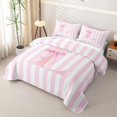 thumbnail image 3 of Manfei Pink Ribbon Bow Tie Quilt King,Alphabet L Pattern King Coverlet Set,3pcs,1 Bedspread and 2 Pillowcases, 3 of 7