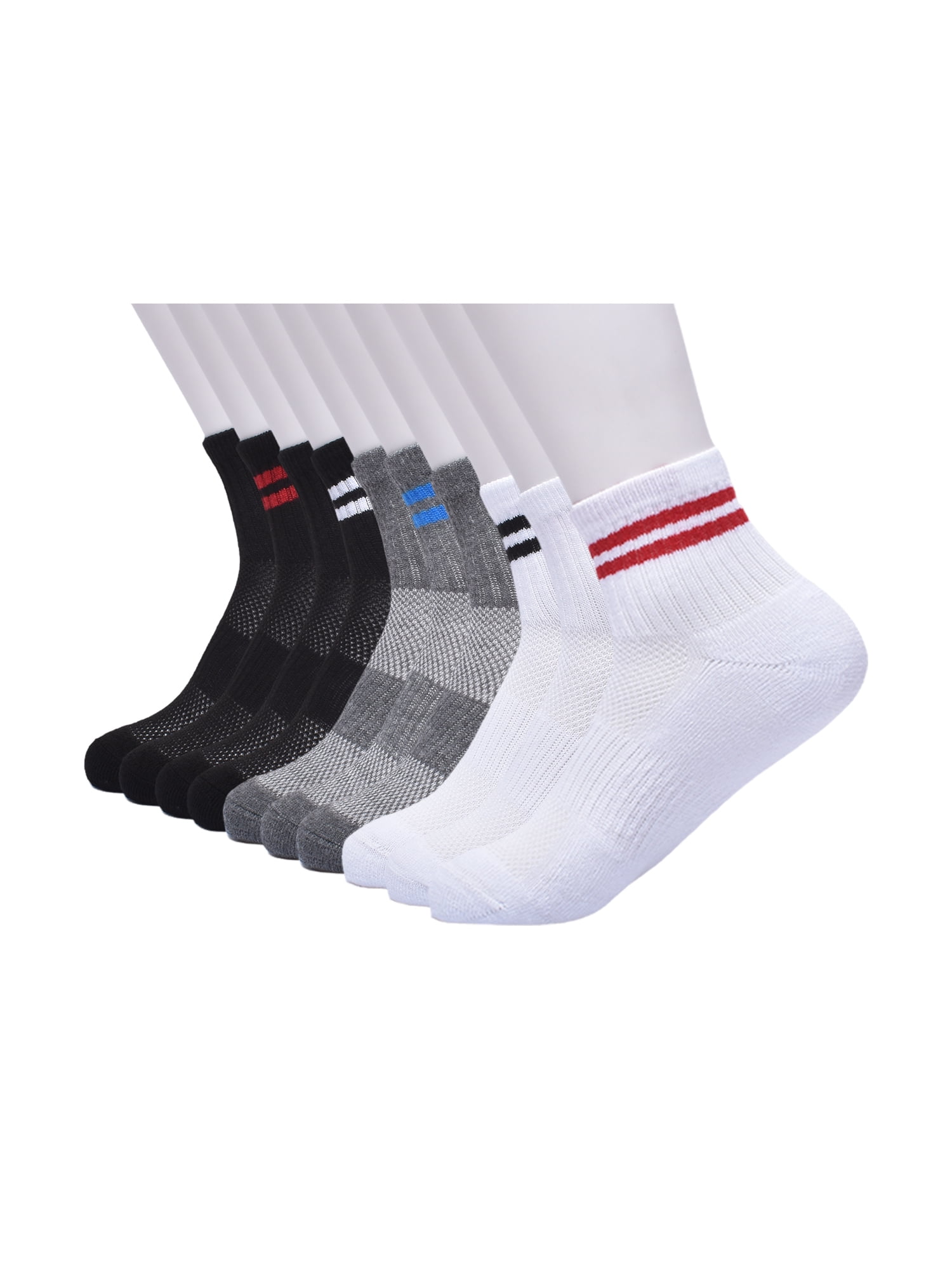 Athletic Works Boys Mid Crew Socks, 10 Pack, Sizes S-L