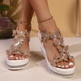 thumbnail image 2 of Womens Sandals Wedge Shoes: All-Day Comfort Dressy Wedges Thick Sole Sparkling Decorative Open Toe Summer Sandals for Casual Gold 7(39), 2 of 9