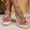 Gold, variant on Rhinestone Wedge Sandals for Women Dressy: Summer Open Toe Low Platform Wedges Sandals Elastic Ankle Strap Butterfly Comfortable Casual Shoes Brown 5.5(36)