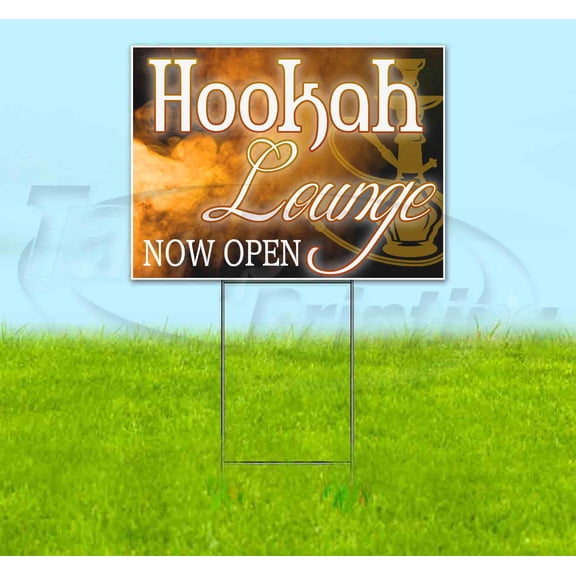 Hookah Lounge (18" x 24") Yard Sign, Includes Metal Step Stake