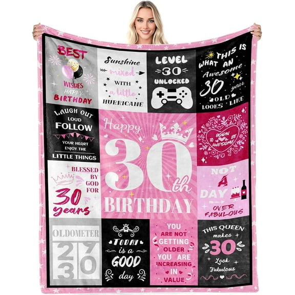 30th Birthday Gifts for Women - 30th Birthday Blanket for Women, 30th Birthday Gifts for Women Friendship, Gifts for Women Birthday Unique, Birthday, Christmas, Thanksgiving Gift for Woman, 50x60
