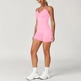 thumbnail image 6 of Women Halter Sports 2 Piece Sets Seamless Ruched Sleeveless Yoga Tops Shorts Butt Lifting Workout Set, S, 6 of 6