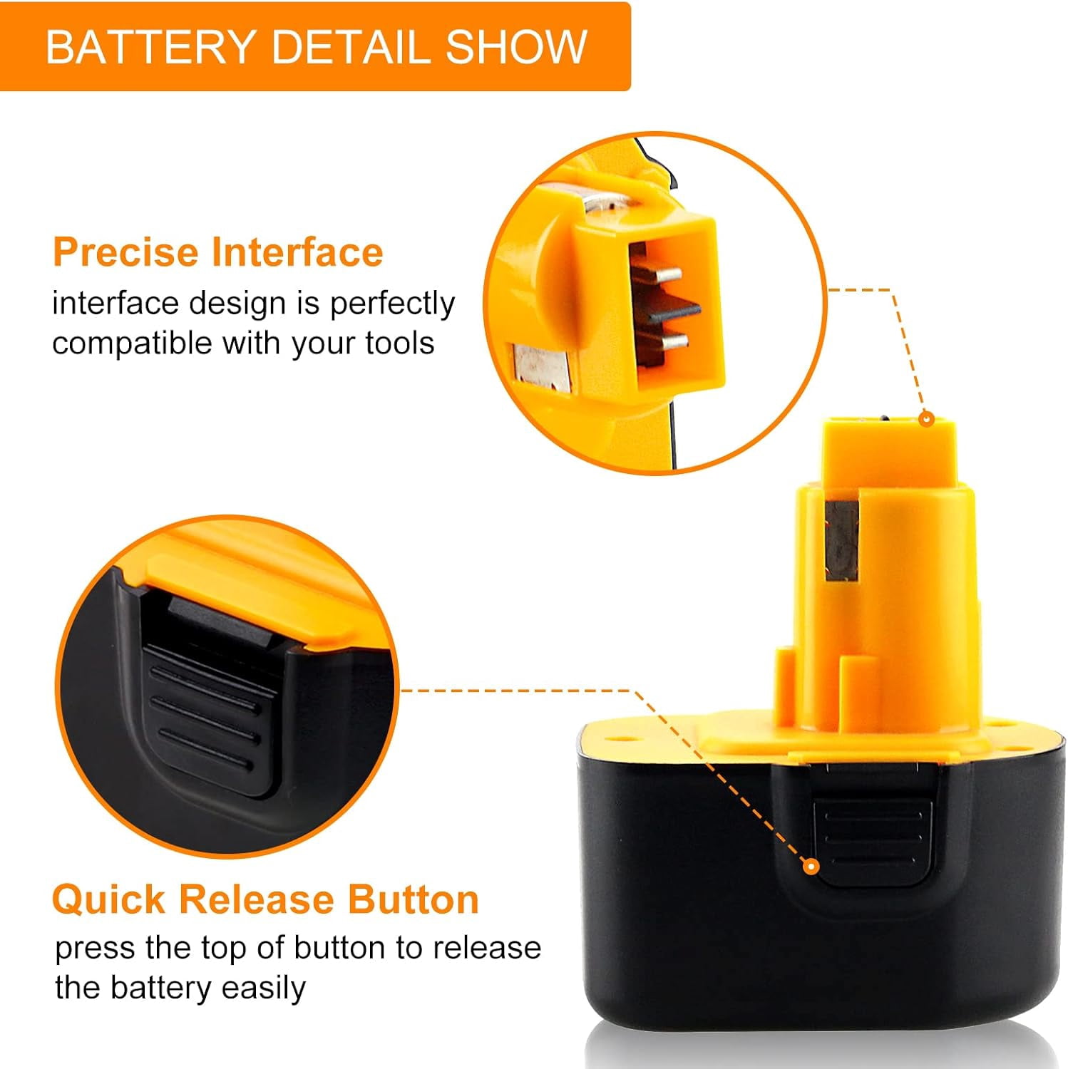 2Pack 3.6Ah Ni-Mh 12 Volt DC9071 Battery Replacement for Dewalt 12 Volt DW9071 DW9072 DE9037 DE9071 DE9072 DE9074 DE9075 Cordless Power Tool Batteries