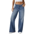 thumbnail image 2 of Women'S Wide Leg Jeans High Waisted Stretchy Straight Leg Jeans Trendy Loose Denim Pants Blue M, 2 of 9