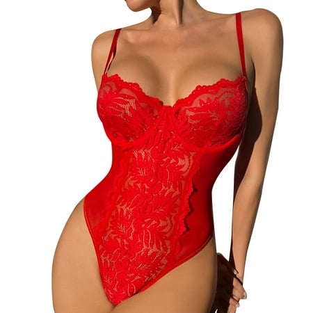 

Women Solid Color Mesh Patchwork Lace Bodysuit Elegant Fashion Lace Sexy Underwear Chemise Lingeries Sleepwear