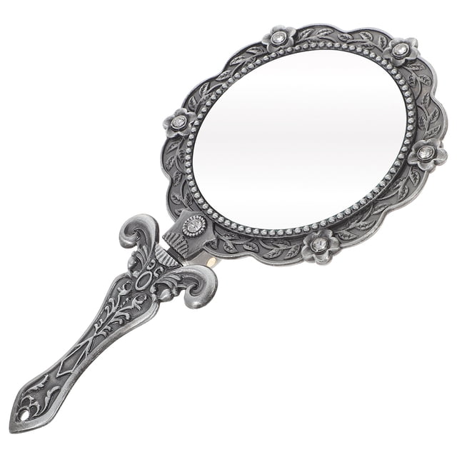 MasteelfCA Crystal Mirror Handheld Cosmetic Mirror Portable Vanity Mirror Folding Mirror
