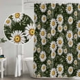 thumbnail image 5 of Daisies Flowers Bathroom Shower Curtains with Hooks, Idyllic Leaves Green Background Waterproof Fabric Washable Shower Curtain for Home Hotel Bathtub Decor 72x72 Inch, 5 of 9