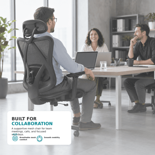 High-Back Ergonomic Office Chair with Adjustable Lumbar, Headrest & Armrests, 90-135° Tilt Lock, Quiet Casters – Home, Gaming, Computer