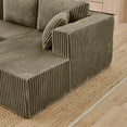 thumbnail image 4 of 132.48" Boneless Couch, Brown Sectional Couches for Living Room, Compressed Corduroy Sleeper Sofa, No Assembly, 4 of 9