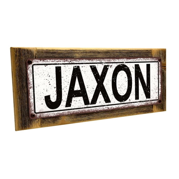Framed Jaxon 4"x12" Metal Sign, Wall Décor for Kids Room and Nursery