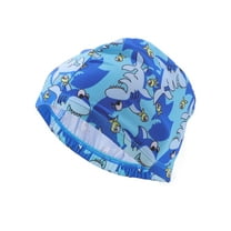 Unique Bargains 1 Pc Elasticity Shark Pattern Swim Cap 5.91"x8.27" Sky Blue