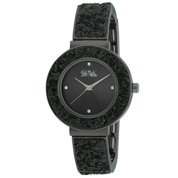 Bob Mackie Women's Black 35mm Stretch Sequin Expansion Watch