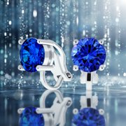 Bling Jewelry Womens 2CT Solitaire Round Cubic Zirconia Blue CZ Clip On Stud Earrings
