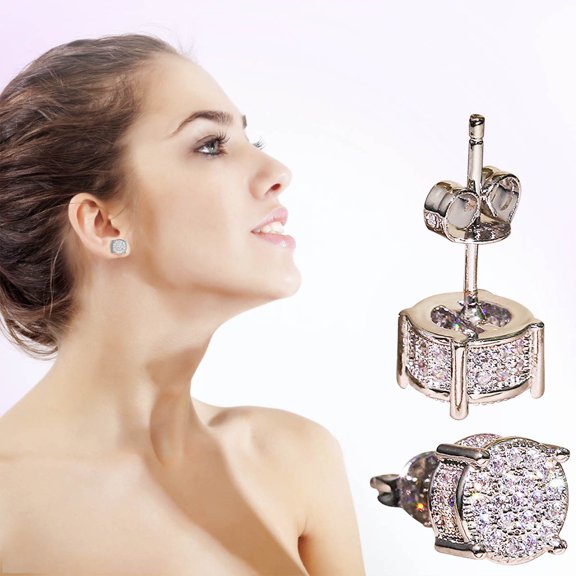 Wmkox8yii Women Synthetic Diamond Ear Studs, Jewelry Wedding Gift Zircon Ear Studs For Party