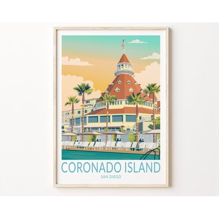 Coronado San Diego Poster, Hotel Del Coronado, San Diego Travel Poster, California Coronado Beach Print, Birthday Gifts Wall Art, Modern Wall Decor, 24x36 UNFRAMED