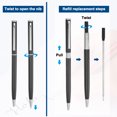 thumbnail image 4 of Uxcell Slim Metallic Ballpoint Pen, Black Ink 1mm Medium Point Pen Retractable Lightweight Smooth Writing Pens with Metal Clips for Business Office Wedding Guest Book Black, 4 of 6