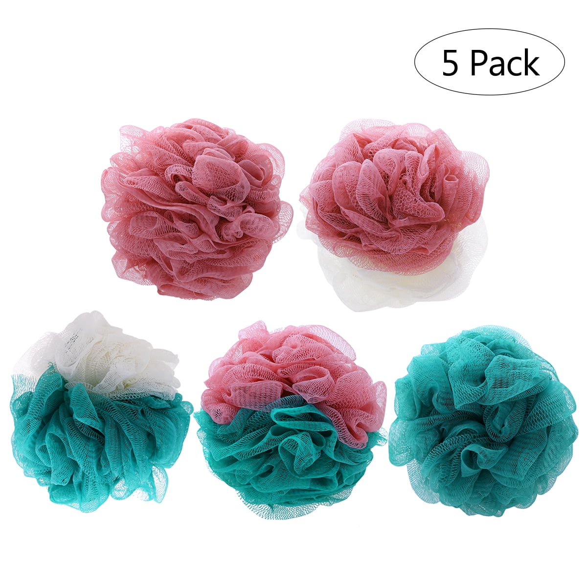 FRCOLOR 5pcs Bath Shower Balls Pouf Loofah Shower Bouquet Full Lather