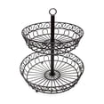 thumbnail image 2 of Cesta De Frutas De 2 Niveles Estante De Vegetales De Hierro Forjado Soporte De Almacenamiento De Frutas Con Gancho Para Colgar Para Mesa De Comedor Cocina Restaurante Mesa De Comedor Negro Methold HA013207-00, 2 of 7