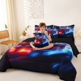 thumbnail image 3 of Castle Fairy Neon Sports Car Twin Bedding Sets 7-Piece for Boys, City Light Trail Bedding Comforter Set for Bedroom, Black Red,Black Reversible, 3 of 7