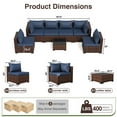 thumbnail image 4 of ELPOSUN 7 Pieces Patio Furniture Set All Weather Outdoor Sectional Sofa, Outdoor Modern Sectional Furniture Wicker Couch with Glass Coffee Table, Thicken Navy Blue Cushions, Water Resistant, 4 of 11