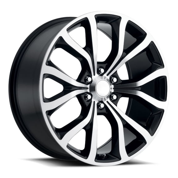 22x9.5 6X135  44 HB 87.1 EXPEDITION GLOSS BLACK MACHINE FACE WITH CAP Wheel Rim