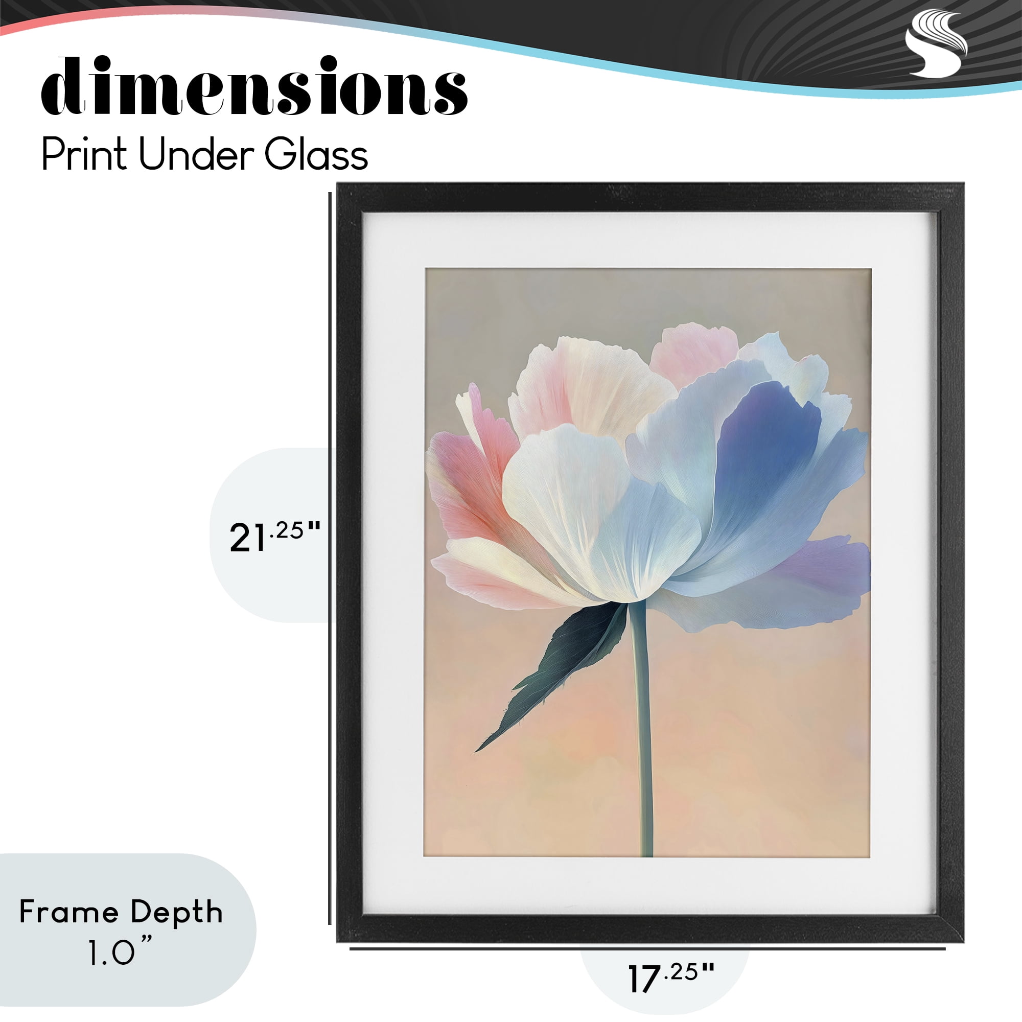 Stupell Industries Pink & Blue Flower Serenity Black Framed Print Under Glass, design by The Prints Vibe