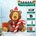 thumbnail image 5 of GOOSH Christmas Inflatables 5 FT Inflatable Christmas Bear Holding Candy Cane with Built-in LED Lights, Cute Blow Up Bear with Gift Box, Outdoor Christmas Decorations for Xmas Holiday Party, 5 of 7