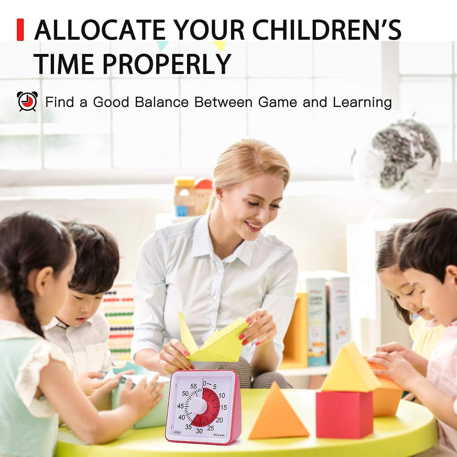 Minuteur Visuel Pour Enfants - Timer 60 Min Avec Disque Coloré, Silencieux, Gestion Du Temps Cuisine/École
