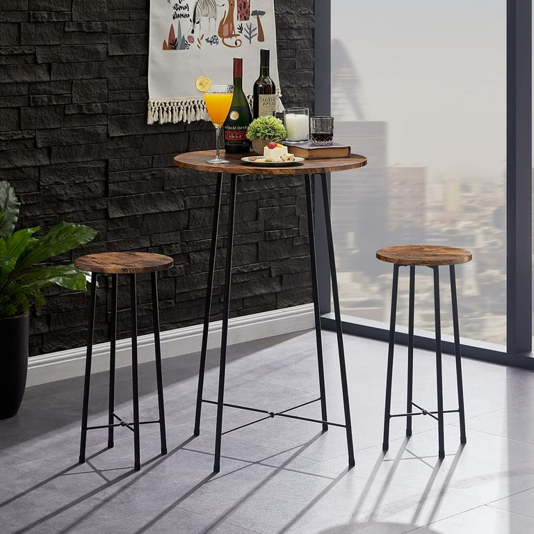 Small Bar Table and Chairs Round Bistro Sets with 2 barstools 3