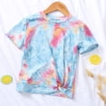 thumbnail image 2 of tarylea Baby Clothes Toddler Boys Girls Tie Dye Cotton Top Short Sleeve Shirts Crewneck Knot Front T Shirts Loose Fitted Tees, 2 of 9