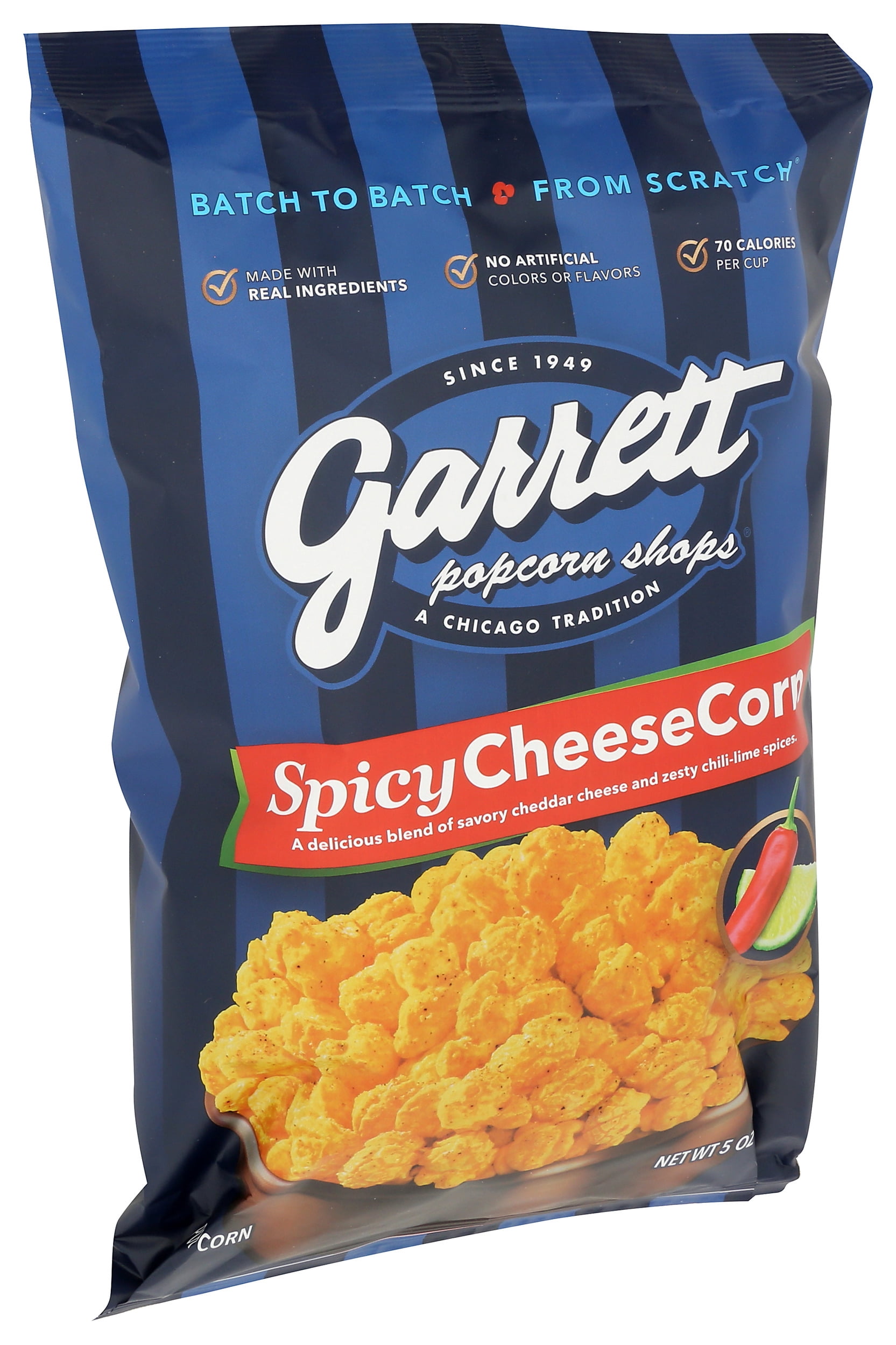 Pack of 9, Garrett Brands Spicy Cheese Corn Popcorn, 5 oz